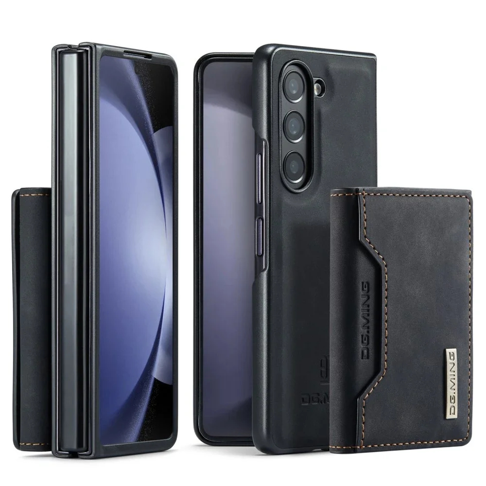 DG.MING Samsung Galaxy Z Fold 5 Deksel med avtakbar lommebok, Svart