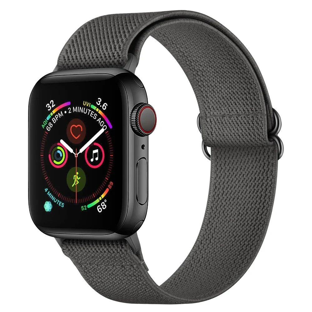 Apple Watch Series 10 42mm Elastisk reim, Grå Apple Watch Series 10 42mm Elastisk reim, Grå