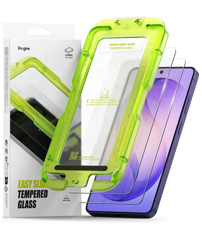 Ringke Samsung Galaxy S26 Ultra Skjermbeskytter i glass med monteringsramme (2-pack)