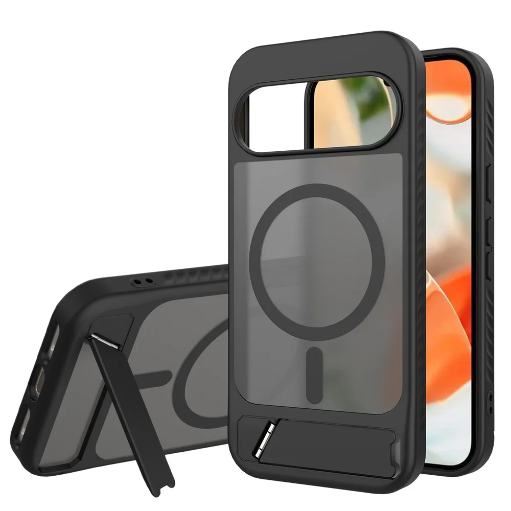Google Pixel 9 Pro Magnetisk hybriddeksel med innebygd stativ, Svart Google Pixel 9 Pro Magnetisk hybriddeksel med innebygd stativ, Svart