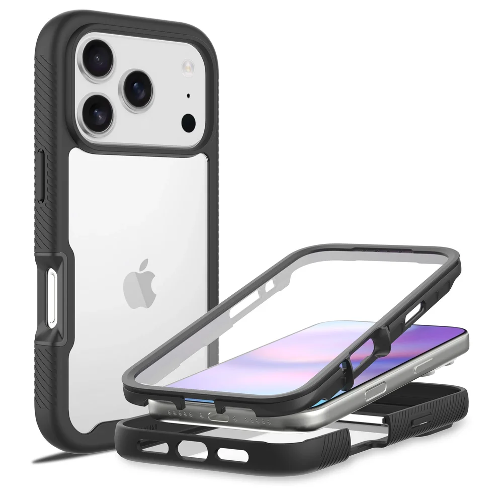 Mobique iPhone 17 Pro Deksel Full Protection, Svart/gjennomsiktig