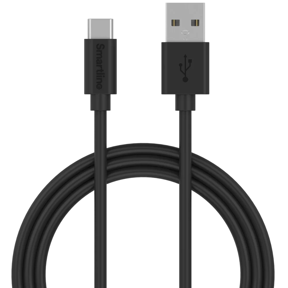 Smartline Ladekabel 3m USB-A – USB-C, Svart