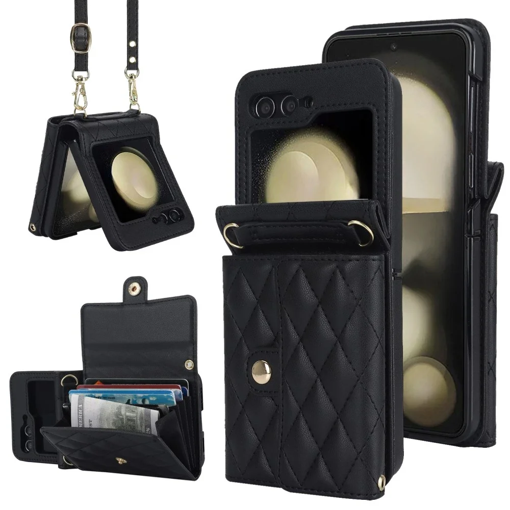 Samsung Galaxy Z Flip 6 Quilted lommebokdeksel med RFID-beskyttelse Svart