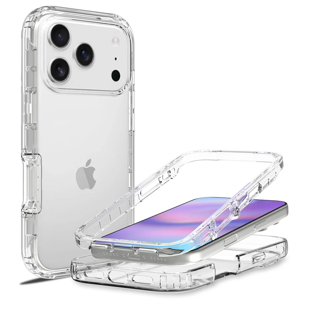 Mobique iPhone 17 Pro Mobildeksel med beskyttelsesramme, Gjennomsiktig