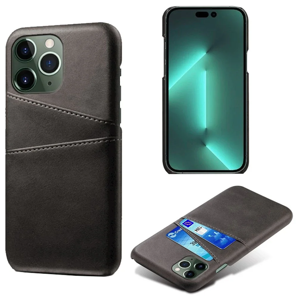tectTech iPhone 15 Pro Stilig deksel med 2 kortlommer, Svart